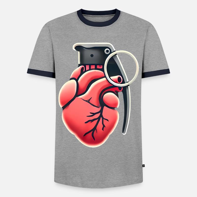 Explosive Herzgranate Design - Männer Kontrast-T-Shirt - Grau/Navy 