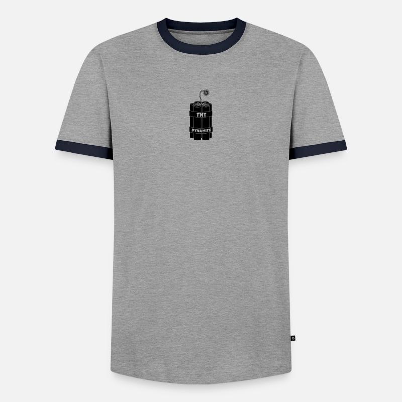 Seven burning dynamite sticks - Men's Ringer Shirt - grey/navy 