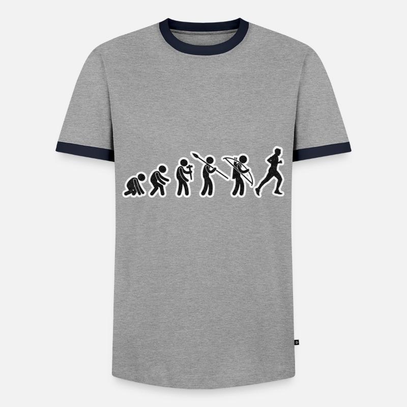 Evolution Running Black Grunge - Men's Ringer Shirt - grey/navy 