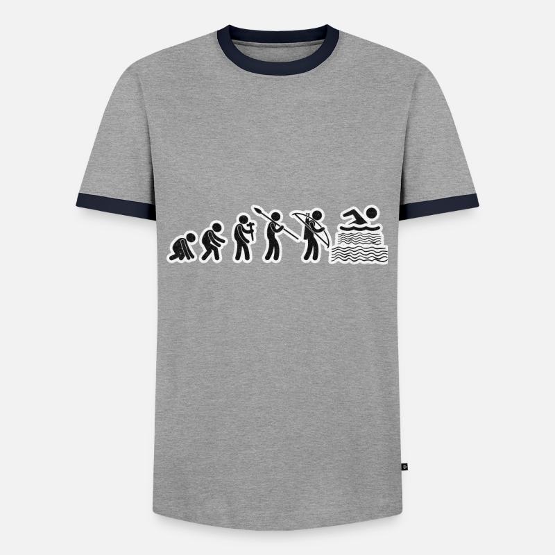 Evolution Swimming Black Grunge - Männer Kontrast-T-Shirt - Grau/Navy 