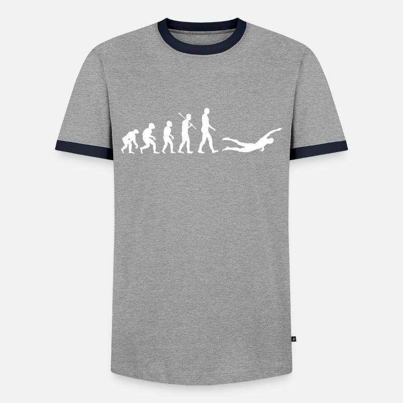 Human Evolution Swimmer - Männer Kontrast-T-Shirt - Grau/Navy 