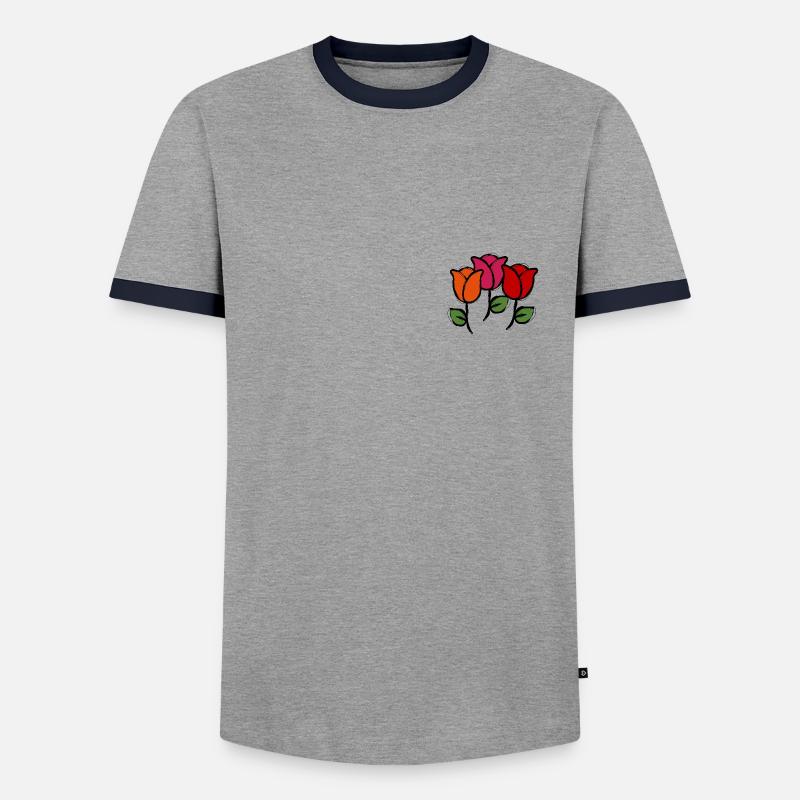 Blumen - Männer Kontrast-T-Shirt - Grau/Navy 