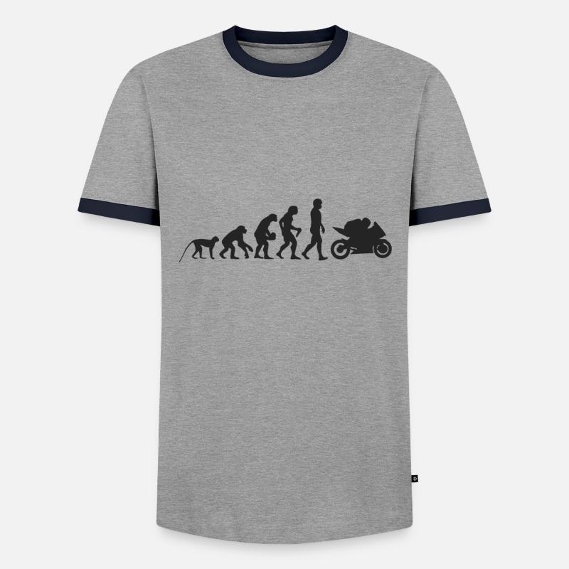 Evolution Motorrad - Männer Kontrast-T-Shirt - Grau/Navy