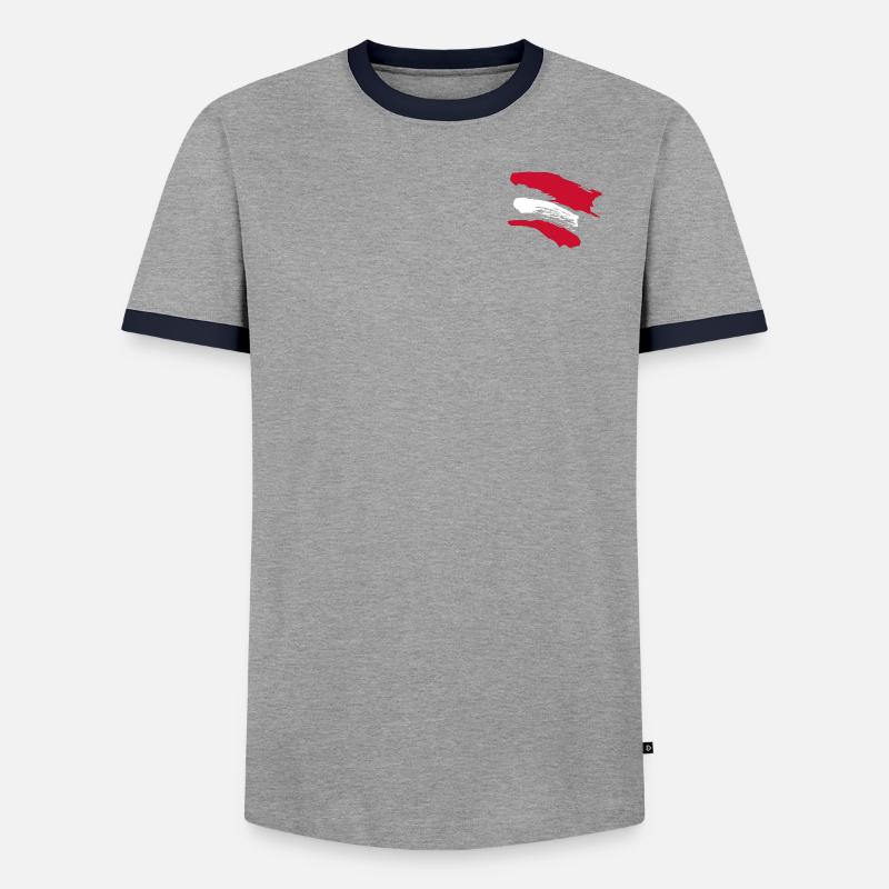 Austrian Flag - Brush Stripes - Men's Ringer Shirt - grey/navy 