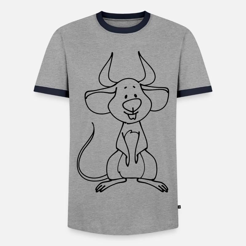 Devil's Mouse - Men's Ringer Shirt - grey/navy 