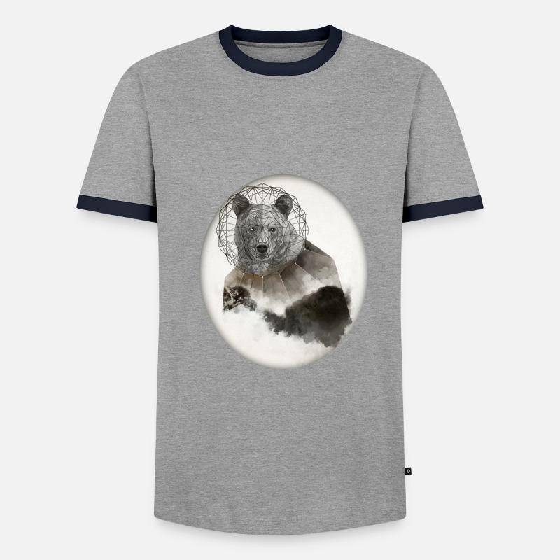 Bear bear poly art - Men's Ringer Shirt - grey/navy 