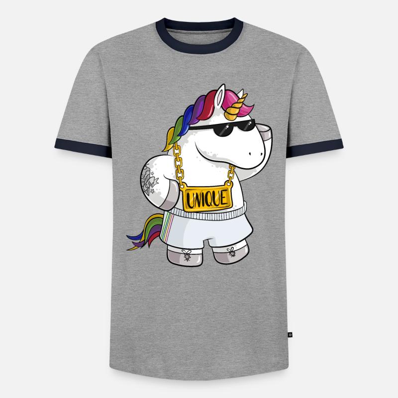 Unique Comic Einhorn - Männer Kontrast-T-Shirt - Grau/Navy 