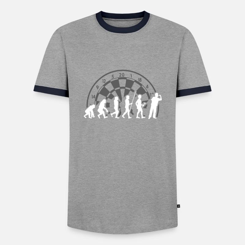 Darts in der Evolution - Männer Kontrast-T-Shirt - Grau/Navy 