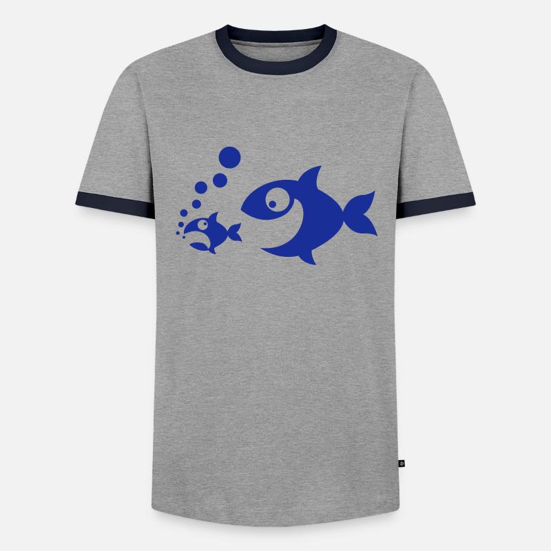 Fischfutter - Männer Kontrast-T-Shirt - Grau/Navy 