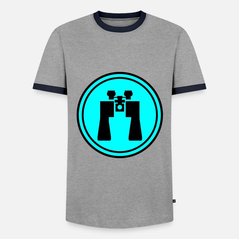 Binoculars Icon - Men's Ringer Shirt - grey/navy 