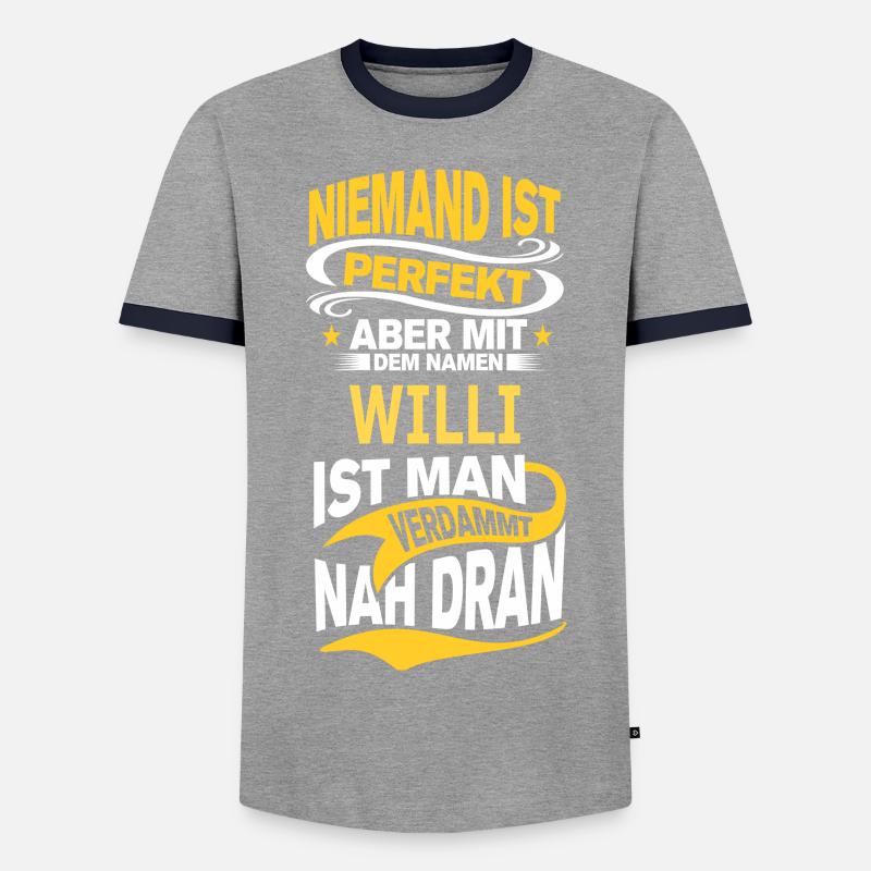 WILLI - Männer Kontrast-T-Shirt - Grau/Navy 