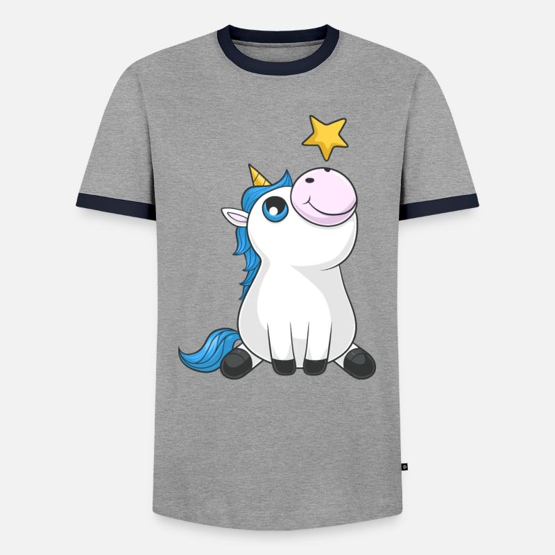 Süßes Comic Einhorn - Männer Kontrast-T-Shirt - Grau/Navy