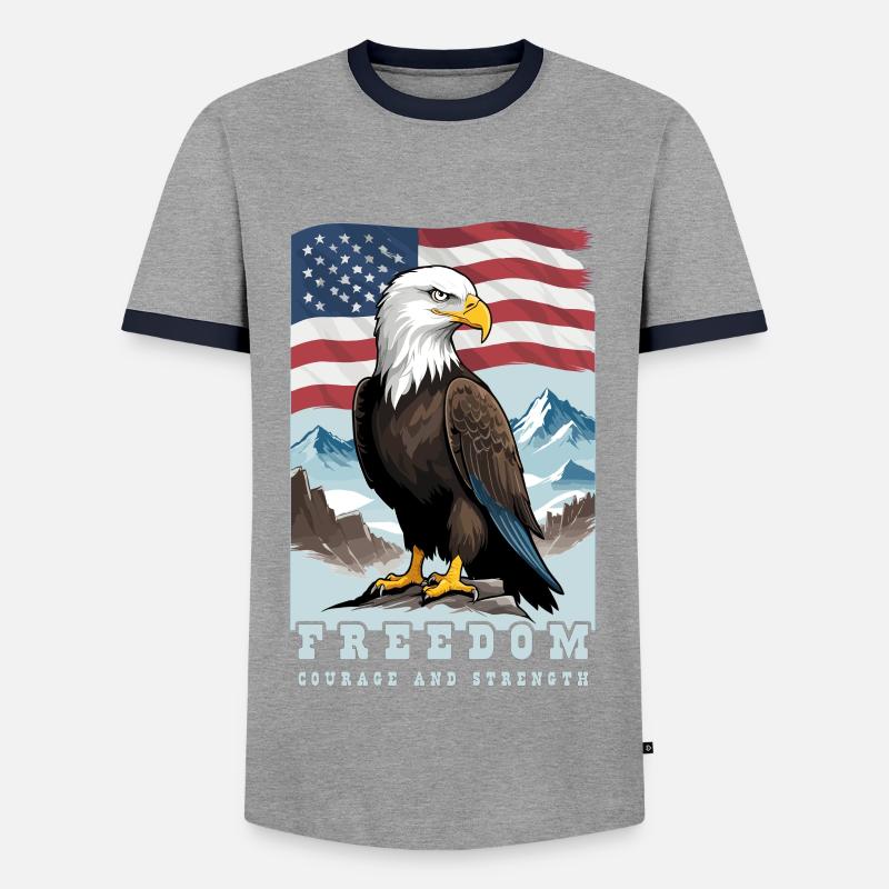 Bald eagle - Men's Ringer Shirt - grey/navy 
