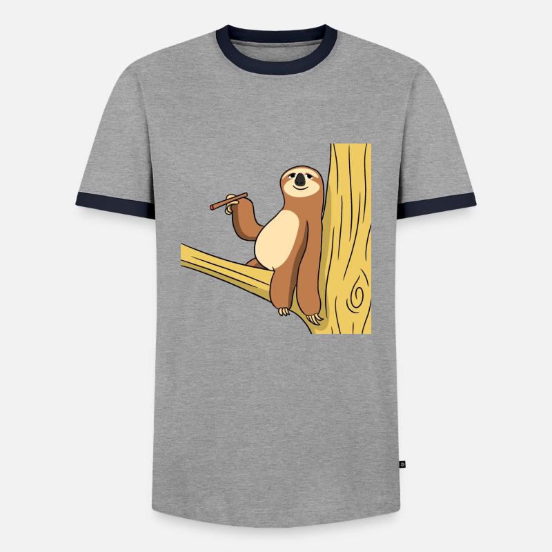 Smoking Sloth - Men's Ringer Shirt - grey/navy 