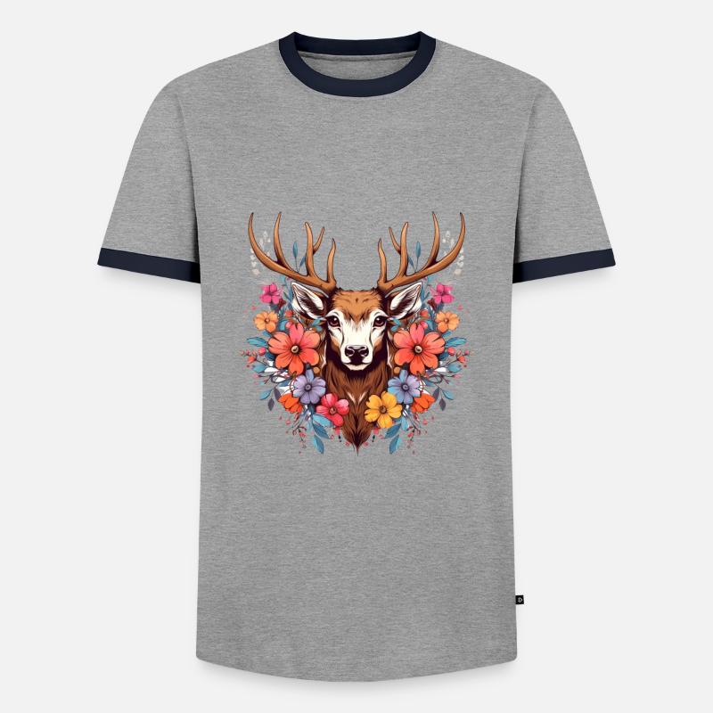 Replacement dirndl deer antlers deer - Men's Ringer Shirt - grey/navy