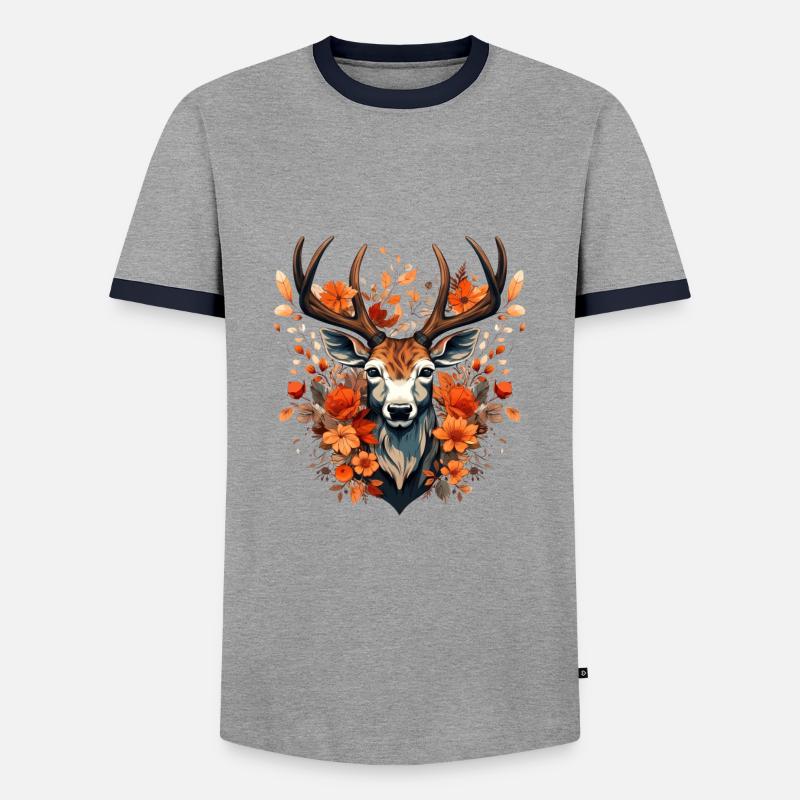 Replacement dirndl deer antlers deer - Men's Ringer Shirt - grey/navy 