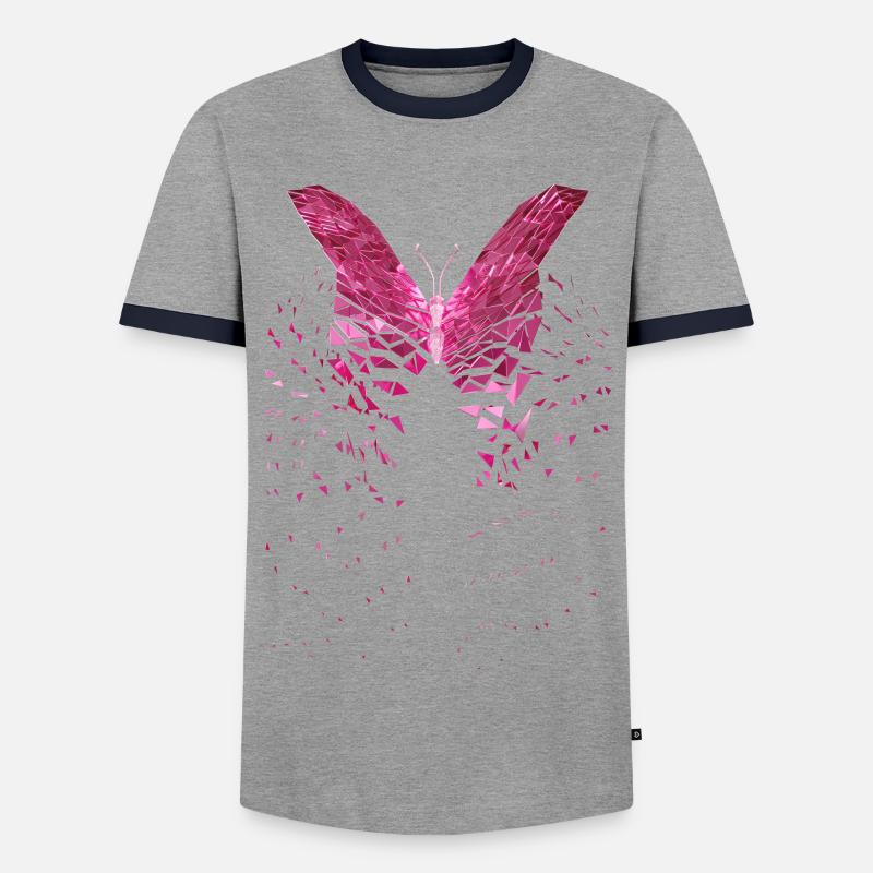 Butterfly pink wing - Men's Ringer Shirt - grey/navy 