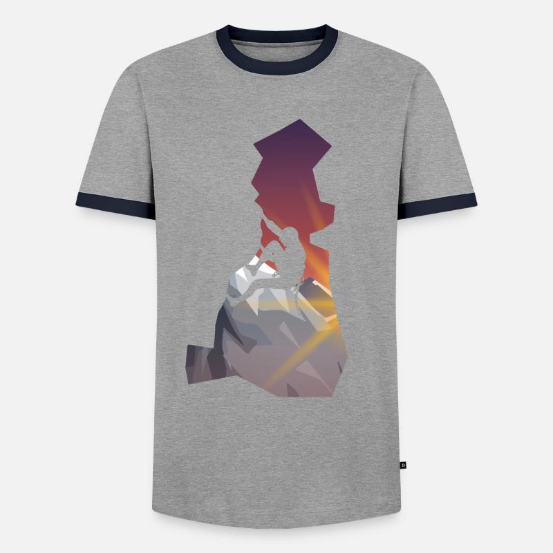 Klettern - Mann Silhouette - Männer Kontrast-T-Shirt - Grau/Navy 