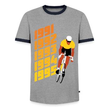 Cycling – Road Bike Retro Motif Winner 1991-92-93... - Men's Ringer Shirt - grey/navy  - Front - AI Model Female 172 light (172cm) & AI Model Male 178 light (178cm)