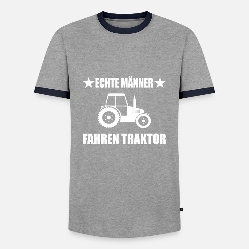 Traktor - Männer Kontrast-T-Shirt - Grau/Navy