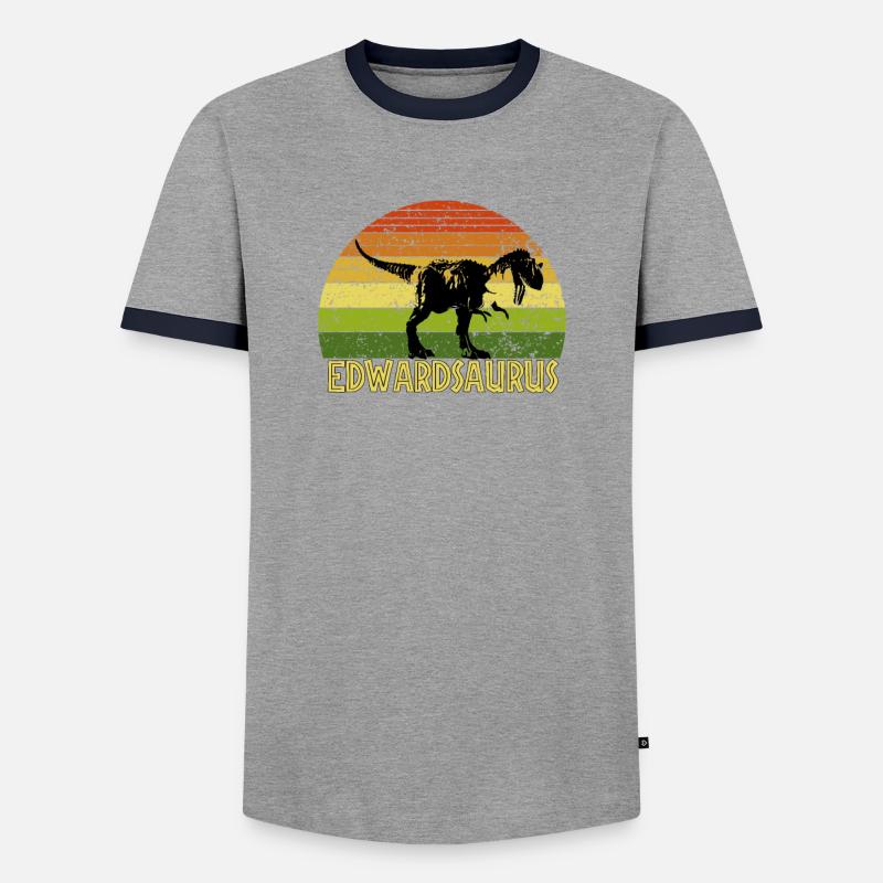 Edwardsaurus Edward saurus dinosaur - Men's Ringer Shirt - grey/navy