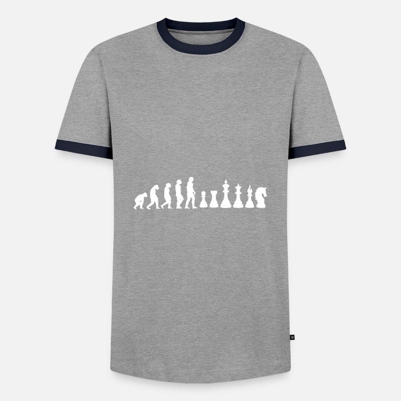 Evolution Schachspieler - Männer Kontrast-T-Shirt - Grau/Navy