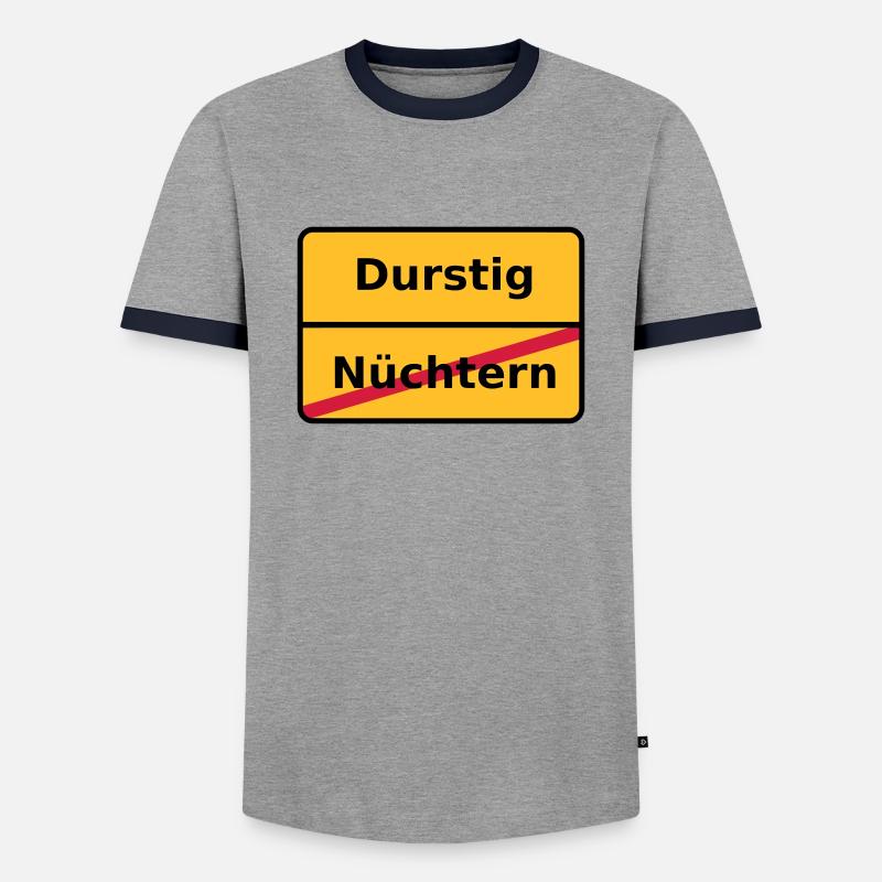 Durstig - Männer Kontrast-T-Shirt - Grau/Navy 