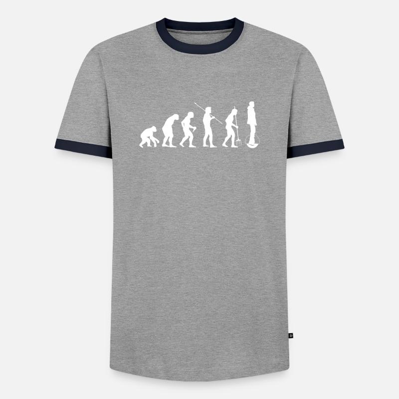 Evolution Elektrisches Einrad Solowheel - Männer Kontrast-T-Shirt - Grau/Navy