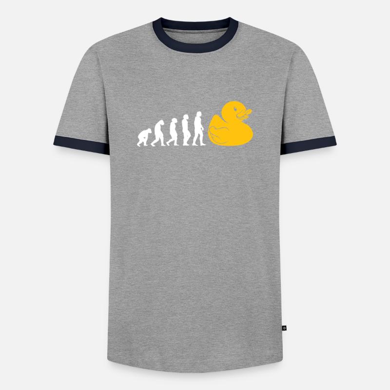 Evolution Gummiente Geschenk - Männer Kontrast-T-Shirt - Grau/Navy 