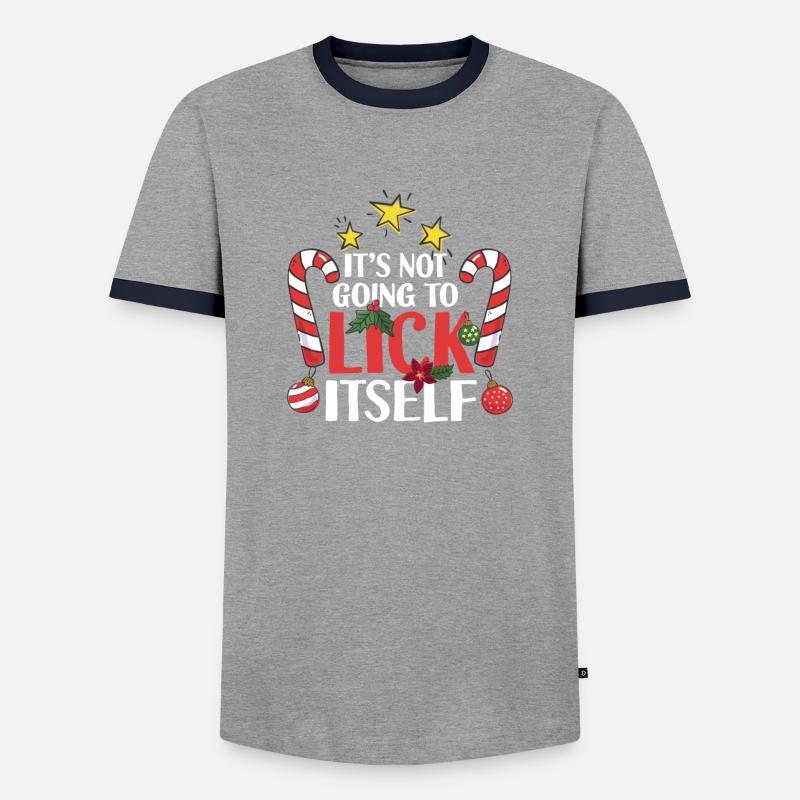 It won't lick itself candy cane lust - Men's Ringer Shirt - grey/navy 