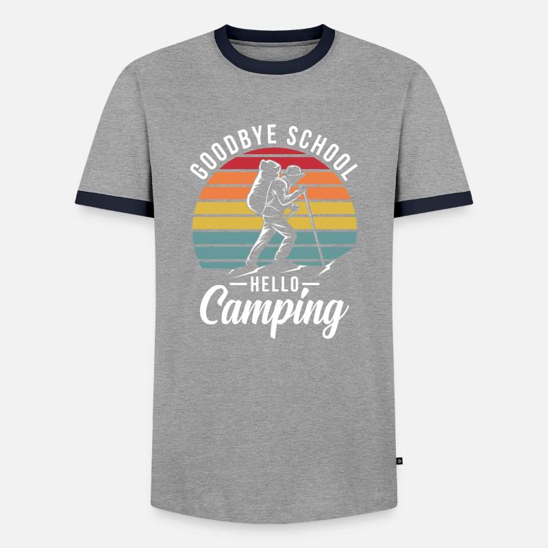 Goodbye School, Hello Camping - Men's Ringer Shirt - grey/navy 