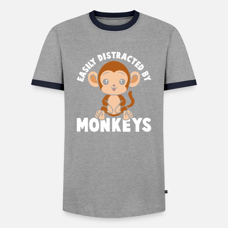 Easily distracted by monkeys - Men's Ringer Shirt - grey/navy