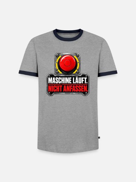 Maschine läuft nicht anfassen - Männer Kontrast-T-Shirt - Grau/Navy 