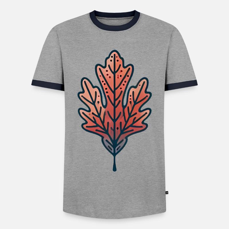 Rustic Autumn Leaf Illustration - Men's Ringer Shirt - grey/navy 