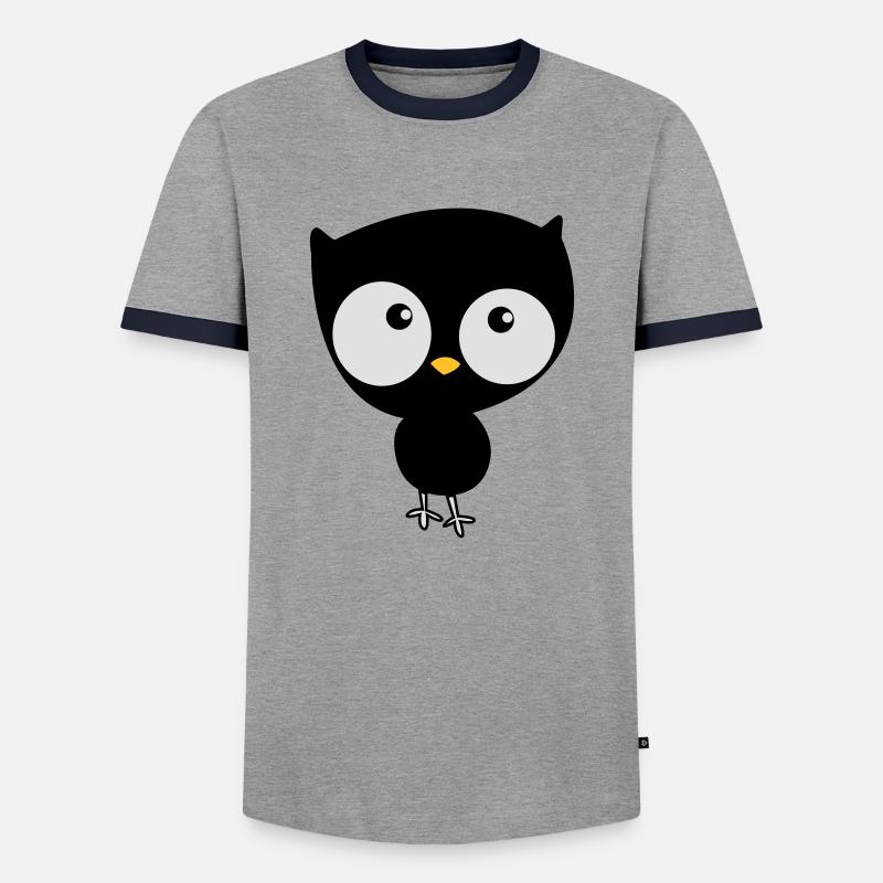 Eule - Männer Kontrast-T-Shirt - Grau/Navy 