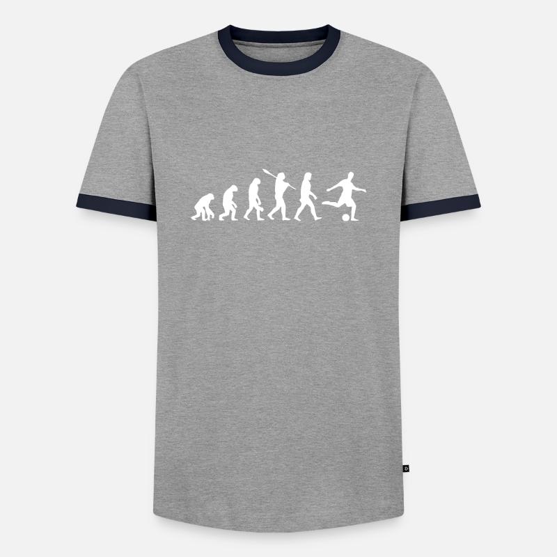 Fussball Evolution - Männer Kontrast-T-Shirt - Grau/Navy 