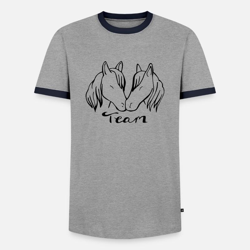 Team Pferd - Männer Kontrast-T-Shirt - Grau/Navy