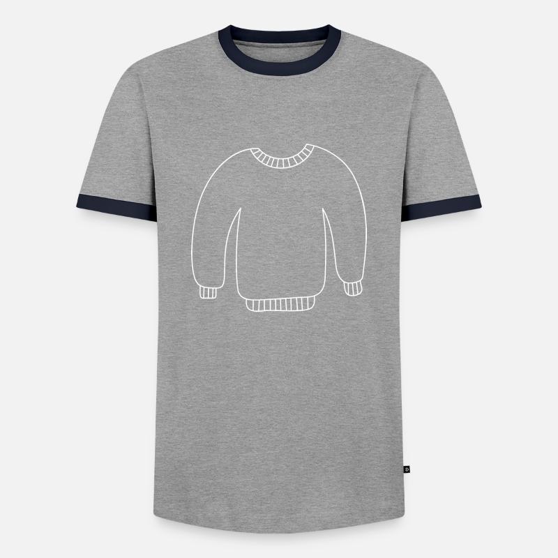 Pullover - Männer Kontrast-T-Shirt - Grau/Navy 