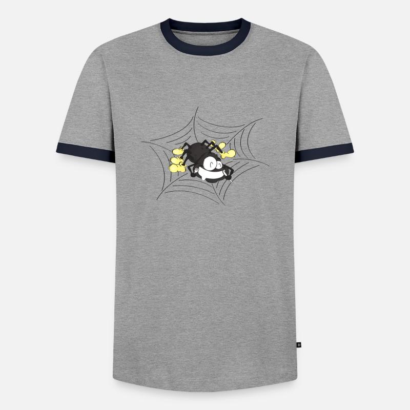 Hungrige Spinne im Netz - Männer Kontrast-T-Shirt - Grau/Navy 
