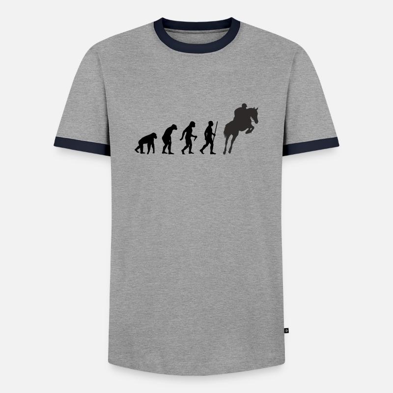 Evolution Springreiter - Männer Kontrast-T-Shirt - Grau/Navy 