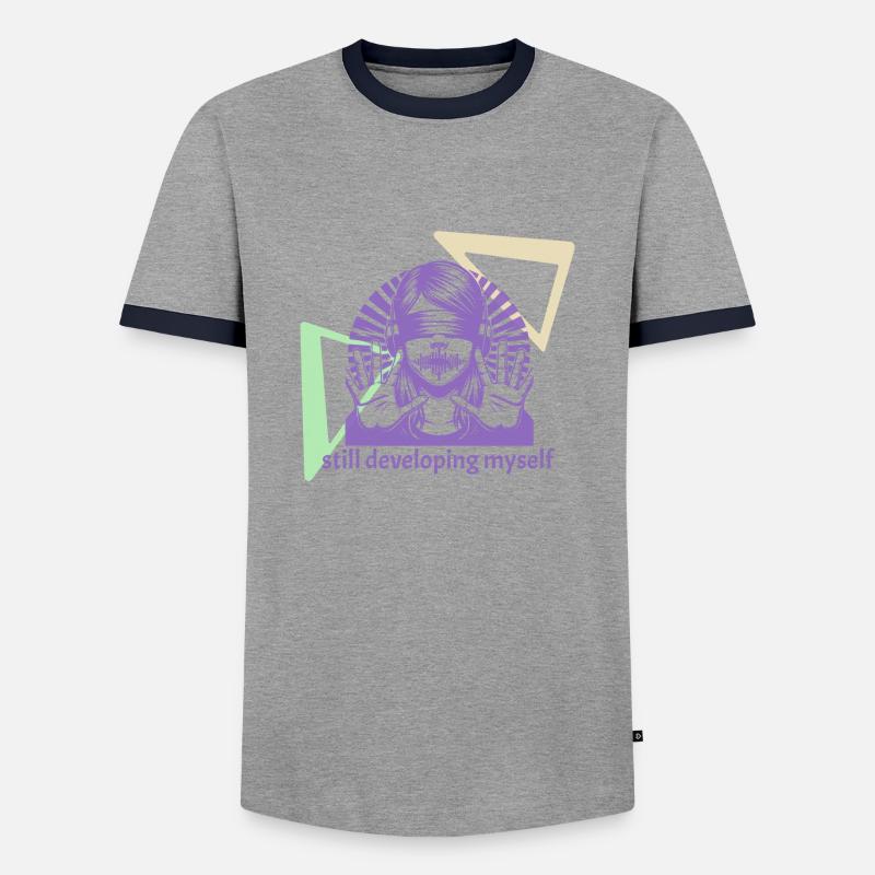 developing myself - Männer Kontrast-T-Shirt - Grau/Navy 