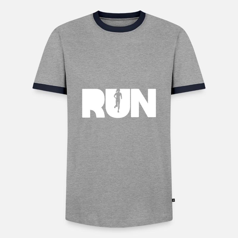 RUN - Männer Kontrast-T-Shirt - Grau/Navy 