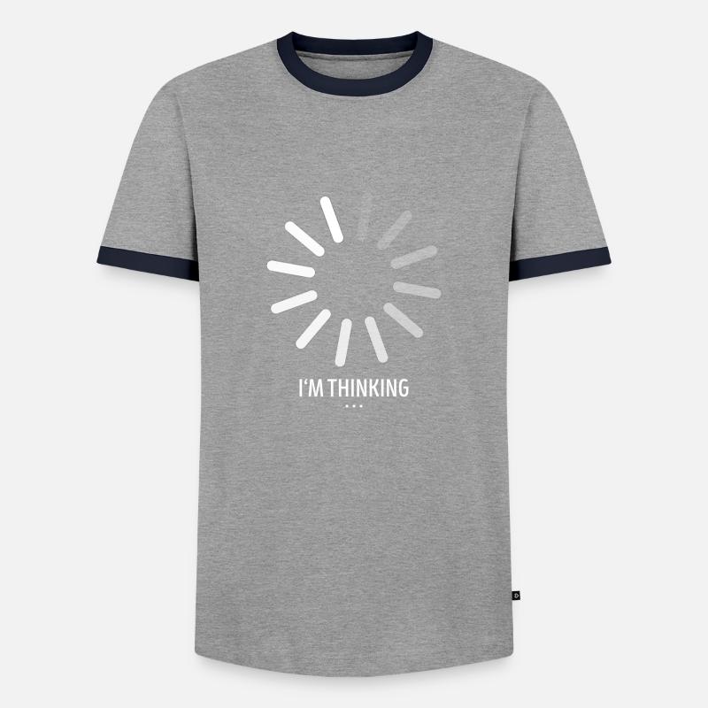 I`m thinking loading gift - Men's Ringer Shirt - grey/navy 