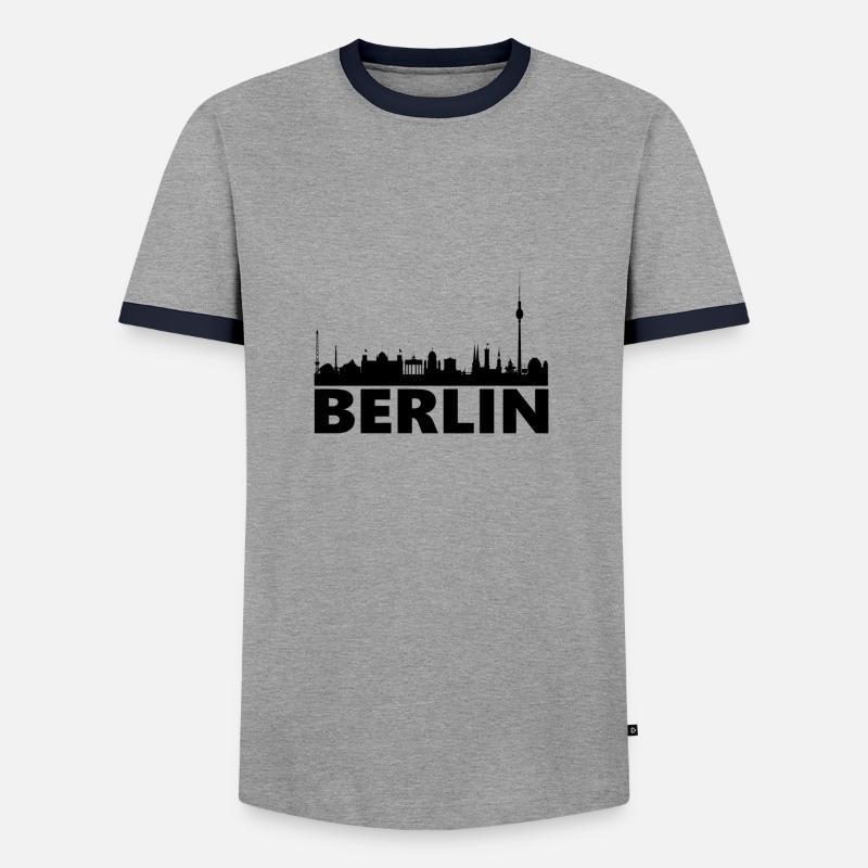 Berlin Skyline - Männer Kontrast-T-Shirt - Grau/Navy