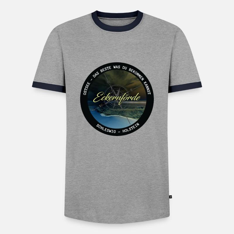 Ostsee - Eckernfoerde - Männer Kontrast-T-Shirt - Grau/Navy 