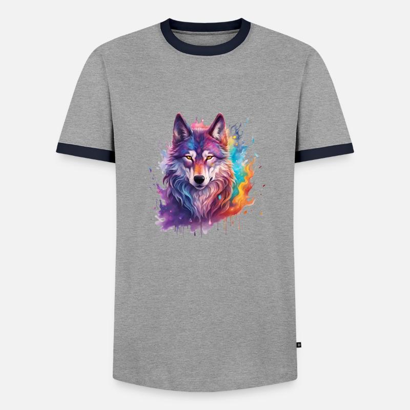 magic wolf - Männer Kontrast-T-Shirt - Grau/Navy 