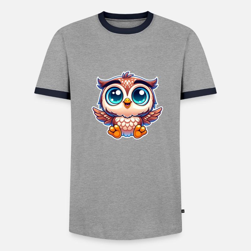 Emil Eule - Männer Kontrast-T-Shirt - Grau/Navy 