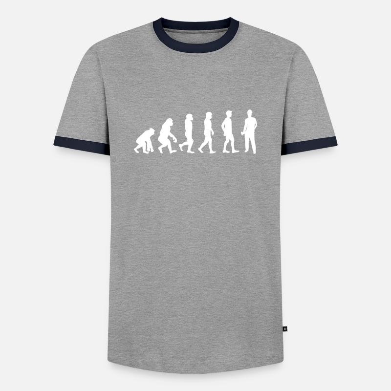 Evolution Bauarbeiter weiß - Männer Kontrast-T-Shirt - Grau/Navy 