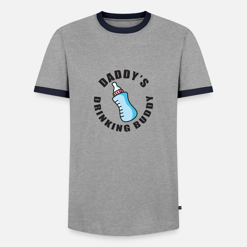 Daddy's drinking buddy - Men's Ringer Shirt - grey/navy