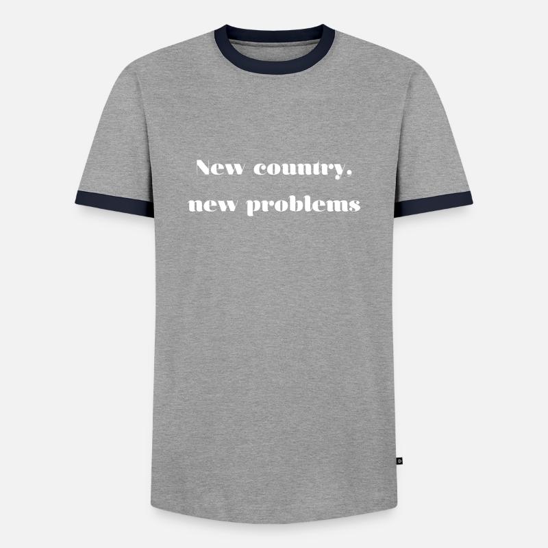 Emigration Problems Saying English - Men's Ringer Shirt - grey/navy 